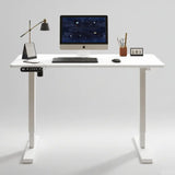 55"×24" White Double Beam Electric Standing Desk Height Adjustable Desk for home and office Standing desk frame with Sliced Board
