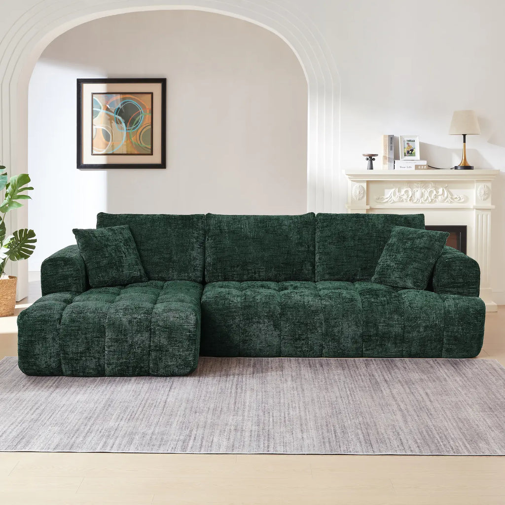 Chenille L-Shape Luxury Sectional Oversized Sofa,Mnimalist Design,Comfy Sleeper Couch for Living Room,Apartment&Reception Spaces,No Assembly Required