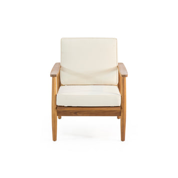 Club Chairs Laurent 500lbs Capacity Acacia Outdoor, Teak Finish Patio Furniture Sets with Thick Cushion, Appropriate for Garden Porch
