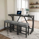 Bar Table Set with Power Outlet, Bar Table and Chairs Set, 4 Piece Dining Table Set, Industrial Breakfast Table Set, for Living Room, Dining Room, Game Room