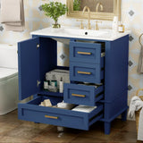 30" Bathroom Vanity , Modern Bathroom Cabinet with Sink Combo Set, Bathroom Storage Cabinet with a Soft Closing Door and 3 Drawers, Solid Wood Frame(Black)