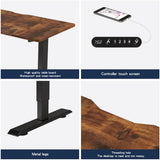 55"×24" Rustic Brown Electric Standing Desk Height Adjustable Desk for Home and Office Computer Table Gaming Desk Modern Lift-up Desk