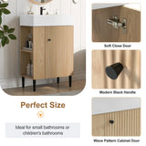 21.6" Wood Bathroom vanity, Combo Cabinet, Bathroom Storage Cabinet, Single Ceramic Sink, Left side storage