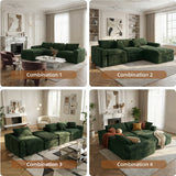 108-inch high-resilience boneless sponge sofa with 30 density, double-layer cloud-like cushions, multiple combination options, no installation required / Green