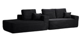104" Cloud Sectional Sofa with L-Shape Chaise and Side Pockets , Modern Modular Design, Deep Seating, Upholstered Couch for Living Room/Bedroom, No Assembly Required (Plush Fabric), Black, Left-facing