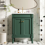 24'' Bathroom Vanity with Top Sink, 2-Tier Modern Bathroom Storage Cabinet, Single Sink Bathroom Vanity, Large Storage Shelves