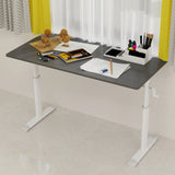 Adjustable study desk suitable for children and adults, height-adjustable, multifunctional home office desk, compact design, desktop dimensions: 60cm × 120cm, white frame, gray tabletop.
