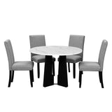 5-Piece Round Dining Table set, 43-Inch Modern Dining Table and 4 Upholstered Chairs for Dining Room, Kitchen Room, Living Room, Easy Assembly