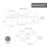 104.3" 4-Piece L Shaped Upholstered Modular Sectional Sofa, Oversized 3-Seater Boneless Convertible Cloud Tufted Couch Set with Deep Seat & Movable Ottoman 3 Pillows for Living Room,No Assembly, Ivory