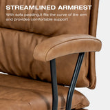Brown office chair, backrest and seat cushion separate, backrest 90°-135° inclined, armrests included