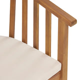 Outdoor Wooden Dining Chairs With Cushions, Set of 2, Cream, Teak Finish