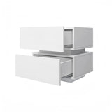 White Color High Glossy 2 Drawers Bedside Table with RGB Led Light Nightstand with Bluetooth Control