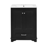 24'' Bathroom Vanity with Ceramic Sink Combo, Modern Freestanding Storage Cabinet  with Silver Handles,  Soft Closing Doors
