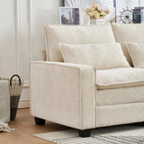 99'' Sectional Cloud Deep Seat Couch, Modern Comfy Chenille L Shaped Sectional Sofa for Living Room Set, Upholstered 4-Seats Sofa Couch with Movable Ottoman, Beige
