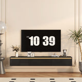 Floating TV Stand, Wall Mounted TV Shelf with Led Lights & Power OutletTV Cabinet for Black tv Stands for Living Room