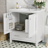 30 Inch Green Bathroom Vanity with Single Sink, Combination Under Counter Sink, Bathroom Storage Cabinet with 2 Doors and a Drawer, Soft Closure, Multifunctional Storage(WF324043)