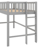 Twin Size Low Loft Bed with Ladder and Slide, Gray(OLD SKU:WF196418AAE)