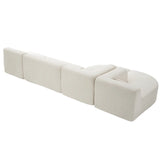 144" Upholstered Sofa Free-combined Sofa Couch with Two Chaise Lounge and Five Back Pillows for Living Room(Old SKU: N719S001600A), Beige