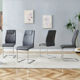 Modern Dining Chairs with Faux Leather Padded Seat Dining Living Room Chairs Upholstered Chair with Metal Legs Design for Kitchen, Living, Bedroom, Dining Room Side Chairs Set of 6 (Grey+PU)C-001
