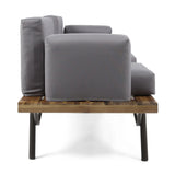 Outdoor Acacia Wood 2 Seater Sofa with Metal Legs for Garden Patio
