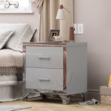 High Gloss Mirrored Nightstand with 2 Drawers,Modern End Table with Drawers,Mirrored High Gloss Wood Nightstand Metal Handle Bedside End Table for Bedroom, Dorm,Living Room,White
