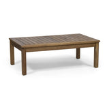 Patio Loveseat and Coffee Table Set, Patio Furniture Set with Cushion, Acacia Wood Frame Conversation Set for Garden, Backyard, Porch and Poolside, Minimalistic Style