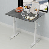 Adjustable study desk suitable for children and adults, height-adjustable, multi-functional home office desk, compact design, desktop dimensions: 60cm × 80cm, white frame, gray tabletop.