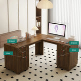 L Shaped Desk,Computer Desk with Drawers,Bookshelf,Modern Corner Desk,Home Office Desk,L-Shaped Study Table Writing Desk,Corner Gaming Computer Desk with Storage