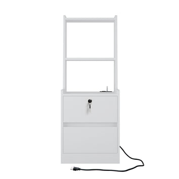 Nightstands Set of 2, with Charging Station, Smart Nightstand with Night Light, Modern Night Stand with Bookshelf, Bedside Tables with Storage Cabinet for Bedroom,White