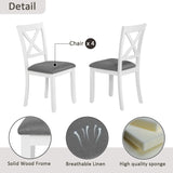 5-Piece Dining Table Set with 4 Chairs, Modern Wood Dining Table Set for 4,  4-Person Dining Table Set for Small Place, Kitchen, Dining Room, Grey & White two tone