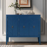 U_STYLE Adjustable Shelf Storage Sideboard with 3 Retro Metal Handles and 4 Pinewood Legs, for Entryway, Living Room, Study Room, Dining Room