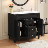 36'' Bathroom Vanity with Top Sink, Modern Bathroom Storage Cabinet with 2 Soft Closing Doors, Single Sink Bathroom Vanity