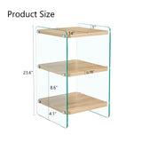 Three layer bedside cabinet.The board is made of MDF with wooden stickers, with transparent tempered glass on both side.The design is simple and elegant, with powerful storage function.Storage cabinet