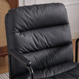 Office Chair,Mid Back Home Office Desk Task Chair with Wheels and Arms Ergonomic PU Leather Computer Rolling Swivel Chair with Padded Armrest,The back of the chair can recline 40° (Black),SW1741BK