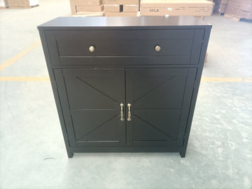 Kitchen Sideboard Buffet Cabinet,Farmhouse Storage Cabinet with Drawer and Adjustable Shelf,Barn Door Accent Cabinet for Kitchen,Dining Room,Entryway,Black