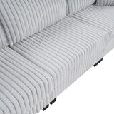 100-inch corduroy fabric sofa with L-shaped modular 3-seat convertible sofa, built-in dual charging ports at the arms, and armrests can be freely placed anywhere