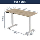 48"×24" Oak Color Electric Standing Desk Height Adjustable Desk for Home and Office Computer Table Gaming Desk Modern Lift-up Desk