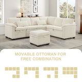 97 Inch L-Shaped Corner Sectional Sofa Couch Storage Ottoman,Chenille Fabric Couch with 7 Seats & 2 Pillows for Living Room, Modern, Small Space, Easy Assembly,Beige