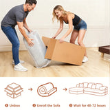104" Boneless sofa,Sectional Compressed Couch with Chaise, Deep Seat Modular Sectional Sofa Chenille Memory Foam Sofa Boneless Couches for Living Room Bedroom, No Assembly Required