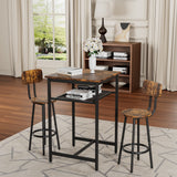 Bar table, equipped with 2 bar stools , with backrest and partition (beige)