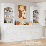 [Assembly Video Provided] TOPMAX Modern Freestanding Kitchen Pantry,Buffet Food Storage, Coffee Bar Cabinet with Drawer, 2 Adjustable Shelves and 2 Door Shelves for Dining, Kitchen, Set of 2, White