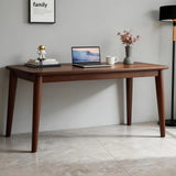 Solid Wooden Desk,63 x 19.7 Inch Desks, Rubberwood Mid Century Modern Desks, Small Writing Desk for Bedroom,Small Spaces - Walnut Color