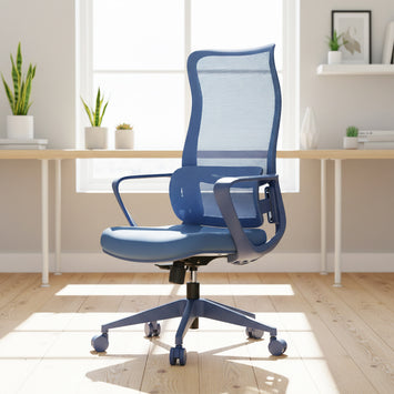 Ergonomic Colorful Office Chair 500lb (About 226.8kg) Home Office Mesh Breathable High Back, With Adjustable Lumbar Support Computer Chair, Integrated Molded Foam Seat Cushion, Fireproof (Blue)