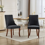 Rayon Cloth Flocking Linen Dining Chairs Channel Kitchen Dinner Chair Comfy Fabric Upholstered Accent Chair for Dining Room with Curved Solid Wood Legs,Set of 2 (Beige), SW1847BG