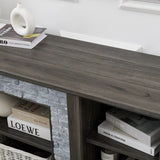 Mantel Stone TV Media Stand with with Faux Stacked Stone Surround, Modern Entertainment Console with Open Storage Space,Grey, 58.31"W*15.39"D*26.06"H