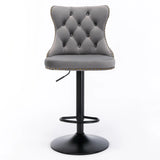A&A Furniture,Swivel Velvet Barstools Adjusatble Seat Height from 25-33 Inch,17.7 inch base, Modern Upholstered Bar Stools with Backs Comfortable Tufted for Home Pub and Kitchen Island,Gray,Set of 2