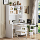 Computer Desk with 90 Degree Rotating Desktop, 43x70 Inch Office Desk with Storage Drawer and Cabinets, Gaming Desk with Shelves, Writing Desk for Study, Work Desk for Home (Old SKU:N733P279101D)