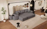 104.5" Modern L-Shape 3 Seat Reversible Sectional Couch, Pull Out Sleeper Sofa with Storage Chaise and 2 Stools for Living Room Furniture Set,Knox Charcoal (old sku:SG000431AAA)