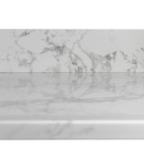 Montary 43x22 inch bathroom stone vanity top  engineered stone carrara white marble color with rectangle undermount ceramic sink and  single faucet hole with back splash .
