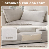 [VIDEO]124'' L-Shaped Sectional Sofa with Multi-Functional Storage Console, Wired&Wireless Charger, Movable Ottoman, Wider&Thicker Cushion, Free Combination for Living Room&Apartment, Chenille